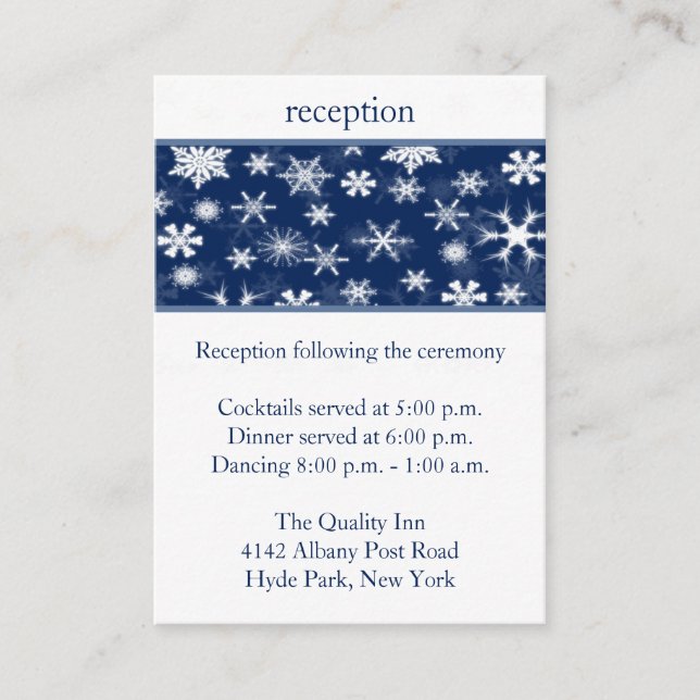 Navy and White Snowflakes Enclosure Card (Front)
