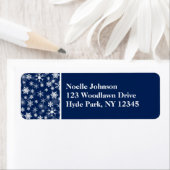 Navy and White Snowflakes Return Address Label (Insitu)