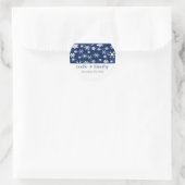 Navy and White Snowflakes Wedding Sticker (Bag)