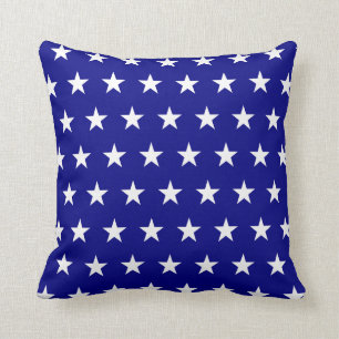 Navy and White Stars Patriotic Throw Pillow