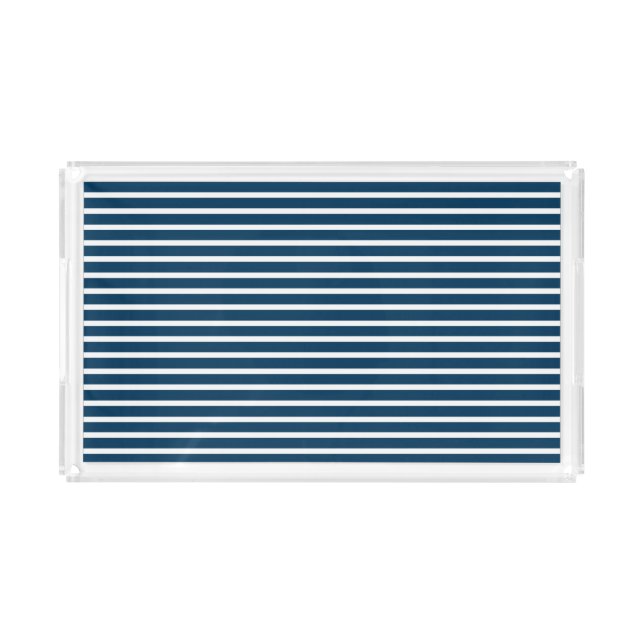 Navy and White Stripe Acrylic Tray (Front)