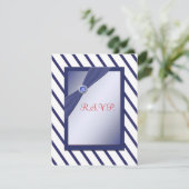 Navy and White Stripe RSVP Card (Standing Front)