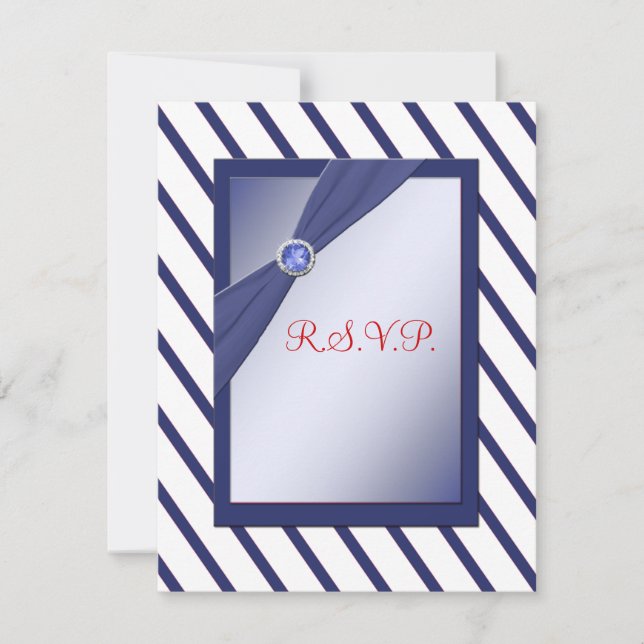 Navy and White Stripe RSVP Card (Front)