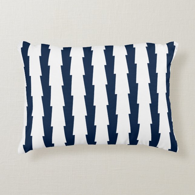 Navy and White Striped Accent Pillow (Front)