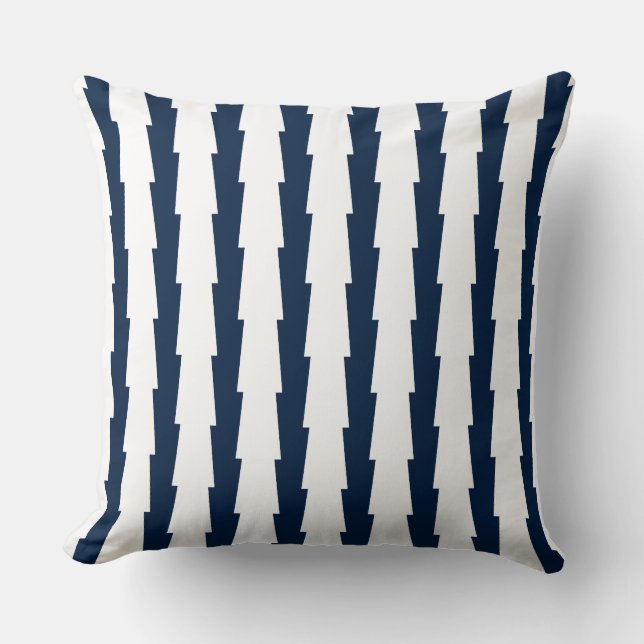 Navy and White Striped Accent Pillow (Front)