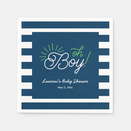 Navy and White Striped Baby Shower Napkins