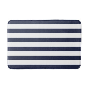 Navy White Stripes Bath Mats Rugs Zazzle