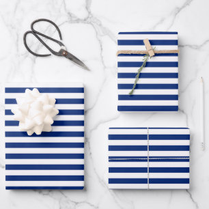 navy and white stripes wrapping paper sheets