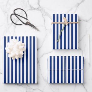 navy and white stripes wrapping paper sheets