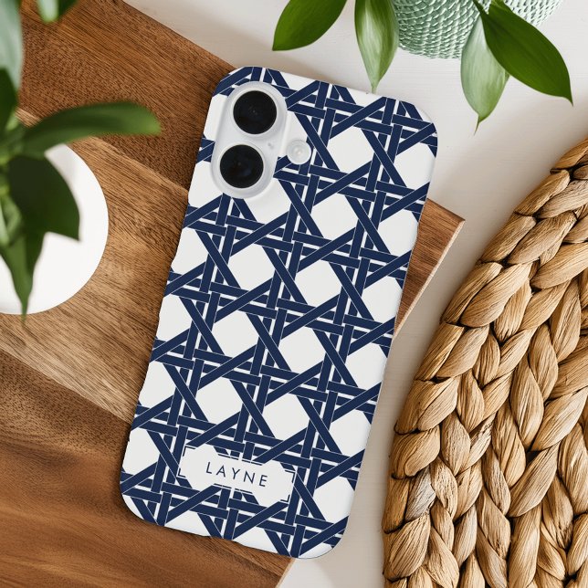 Navy and White Summer Basketweave Pattern Case-Mate iPhone Case (Creator Uploaded)