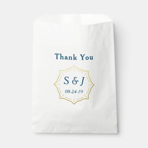 Navy and White Thank You Favor Bag