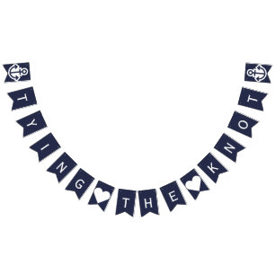 Navy and White Tying The Knot Nautical Bunting Bunting Flags