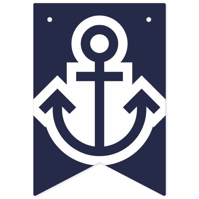 Navy and White Tying The Knot Nautical Bunting Flags (First Flag)