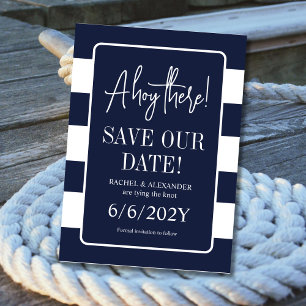 Navy and White Tying the Knot Nautical Save The Date