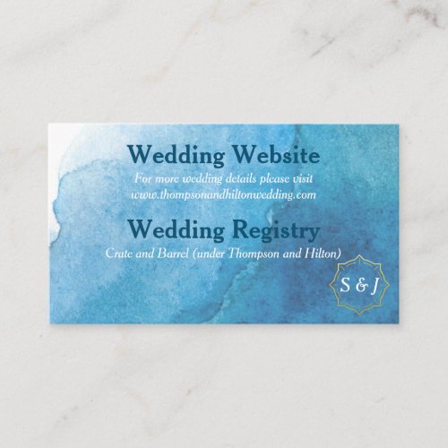 Navy and White Watercolor Wedding Website Registry Enclosure Card