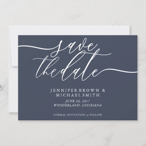 Navy and White Wedding Save Date Photo Save The Date