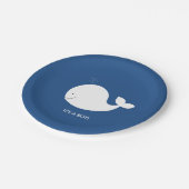 Navy and White Whale Baby Shower Paper Plate (Angled)