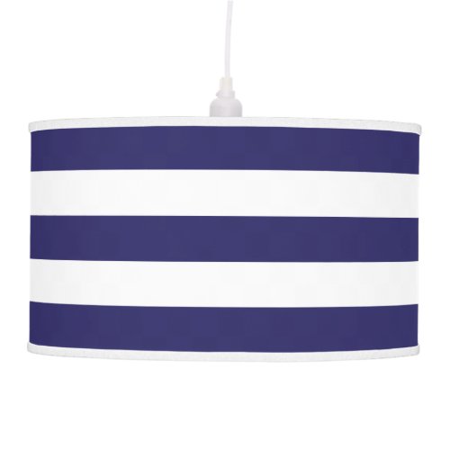 Navy and White Wide Striped Ceiling Lamp