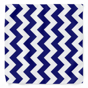 Navy and White Zigzag Bandana