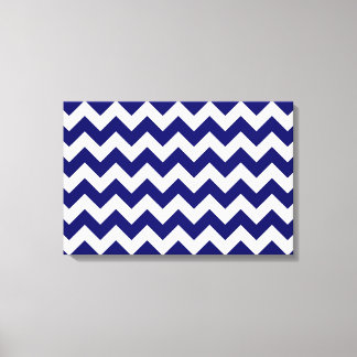 Navy and White Zigzag Canvas Print