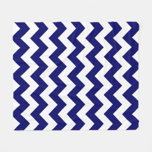 Navy and White Zigzag Fleece Blanket