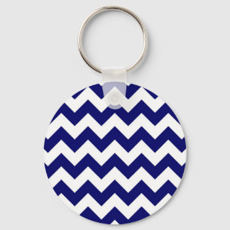 Navy and White Zigzag Keychain