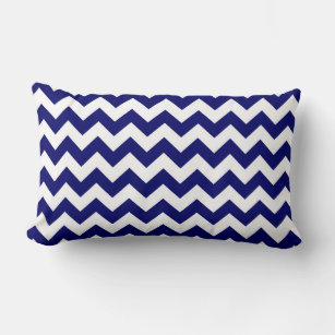 Navy and White Zigzag Lumbar Pillow