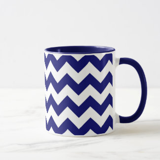 Navy and White Zigzag Mug