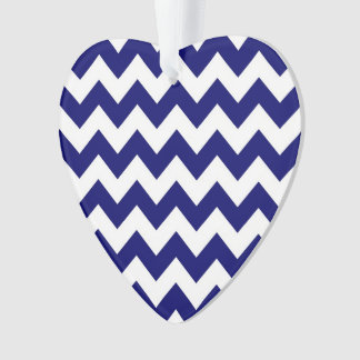 Navy and White Zigzag Ornament