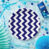 Navy and White Zigzag Paper Plates (Party)