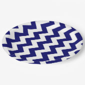 Navy and White Zigzag Paper Plates (Angled)