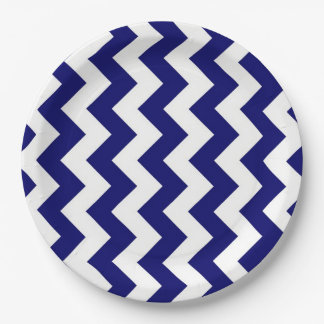 Navy and White Zigzag Paper Plates