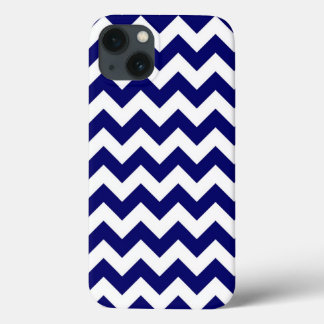 Navy and White Zigzag Pattern iPhone 13 Case