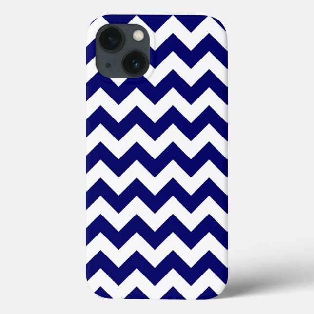 Navy and White Zigzag Pattern Case-Mate iPhone Case (Back)