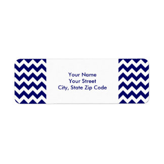 Navy and White Zigzag return address label