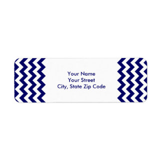 Navy and White Zigzag return address label