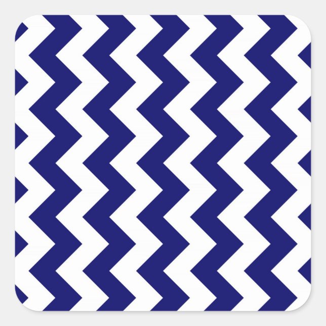 Navy and White Zigzag Square Sticker (Front)