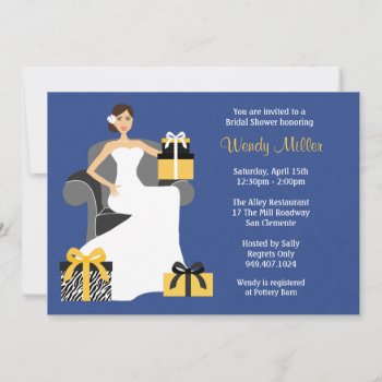 Navy And Yellow Bridal Shower Invitation by eventfulcards at Zazzle