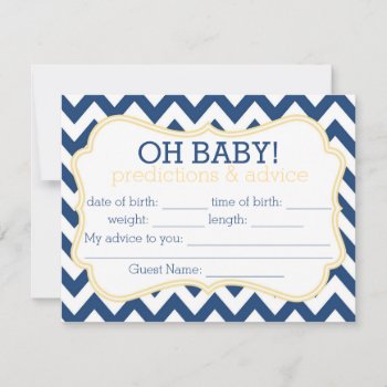 Navy And Yellow Chevron Predictions & Advice Card by tinyanchor at Zazzle