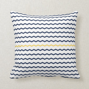 Navy and Yellow Chevron Throw Pillow