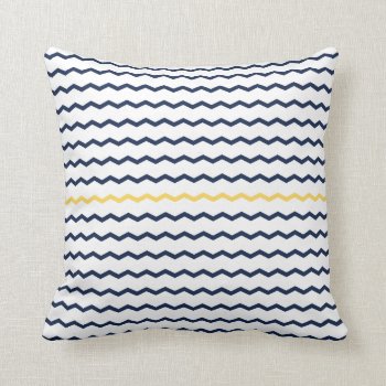 Navy And Yellow Chevron Throw Pillow by snowfinch at Zazzle