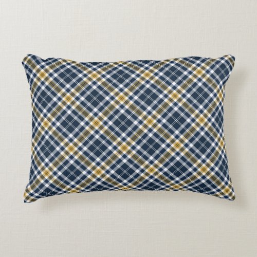 Navy and Yellow Gold Sporty Plaid Accent Pillow