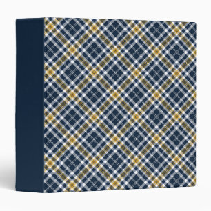 Navy and Yellow Gold Sporty Plaid Binder