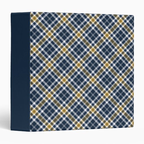 Navy and Yellow Gold Sporty Plaid Binder