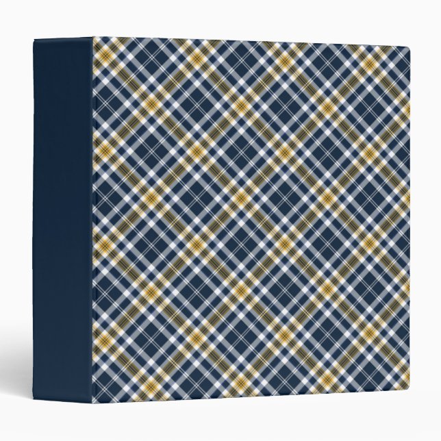 Navy and Yellow Gold Sporty Plaid Binder (Front/Spine)