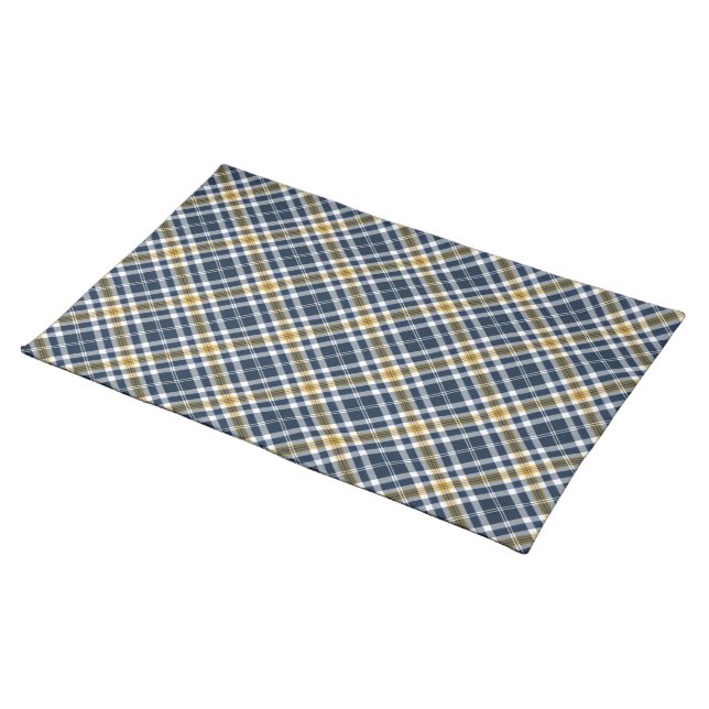 Navy and Yellow Gold Sporty Plaid Placemat (On Table)