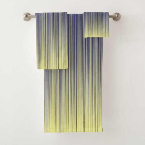 Navy and Yellow Gradient Line Pattern Bath Towel Set