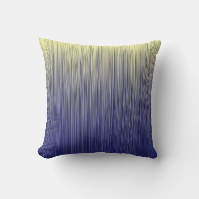 Navy and Yellow Gradient Line Pattern Outdoor Pillow (Front)