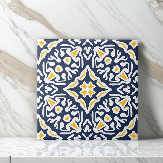 Navy and Yellow Mediterranean Pattern Tile (Creator Uploaded)