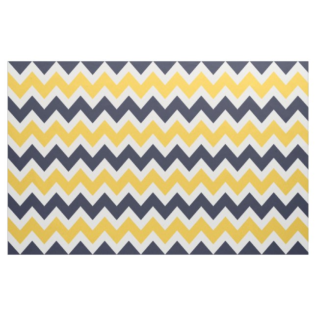 Navy and Yellow Modern Chevron Large Scale Fabric (Yard)
